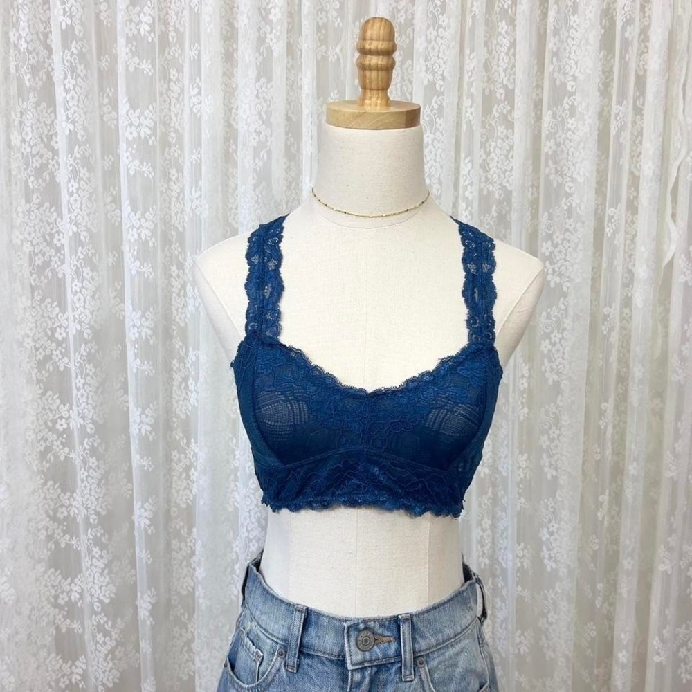 Blue Lace Bralette Women's Small Lingerie Sheer & Sexy NWTâ